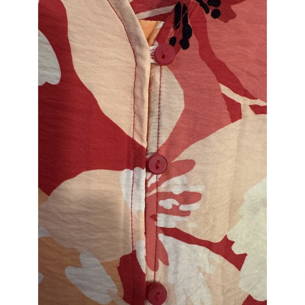 Liz Claiborne Womans Floral Hawaiian Top Size‎ 2X Vacation Resort Long Sleeve